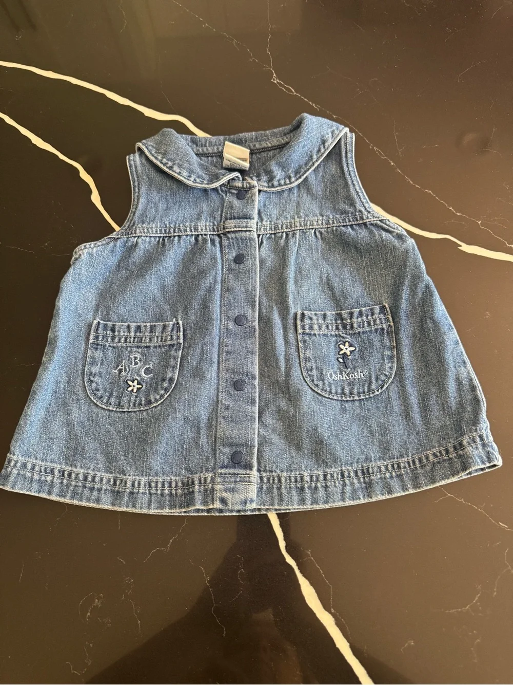 Vintage OshKosh Denim Button-Front Dress- Blue